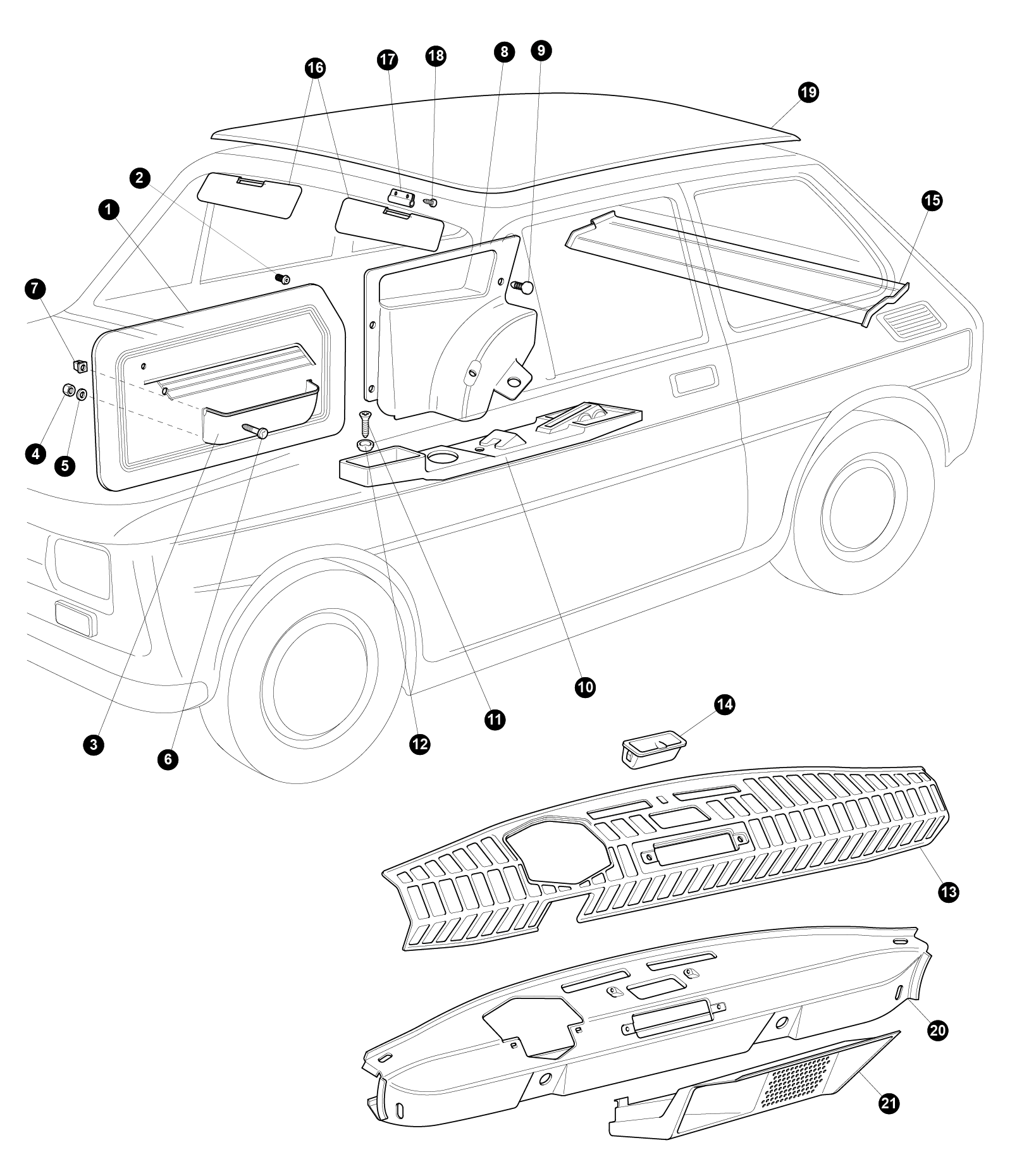 Interior trim - spare parts for Fiat 126 (1972-1987)