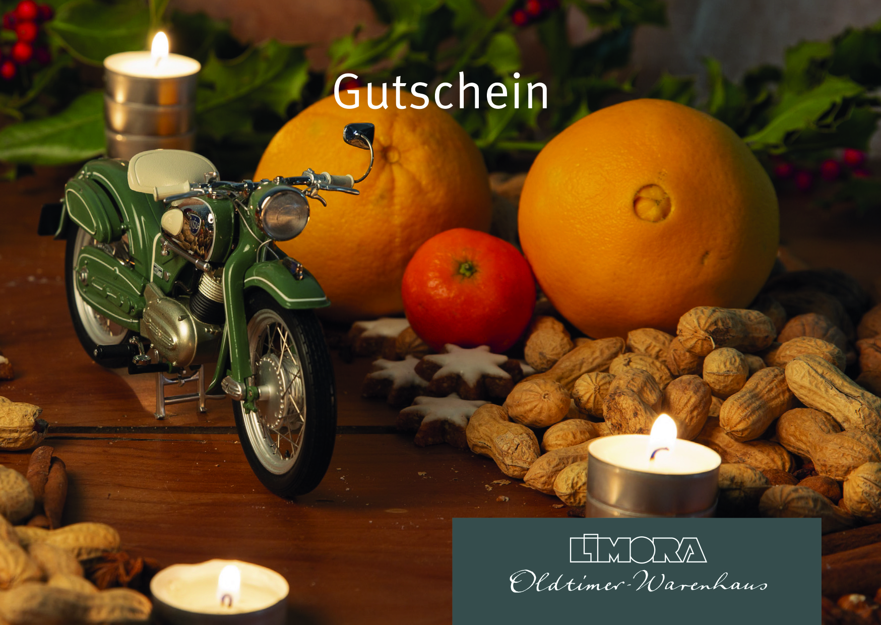 Limora Geschenk-Gutschein Weihnachtsmotiv Motorrad