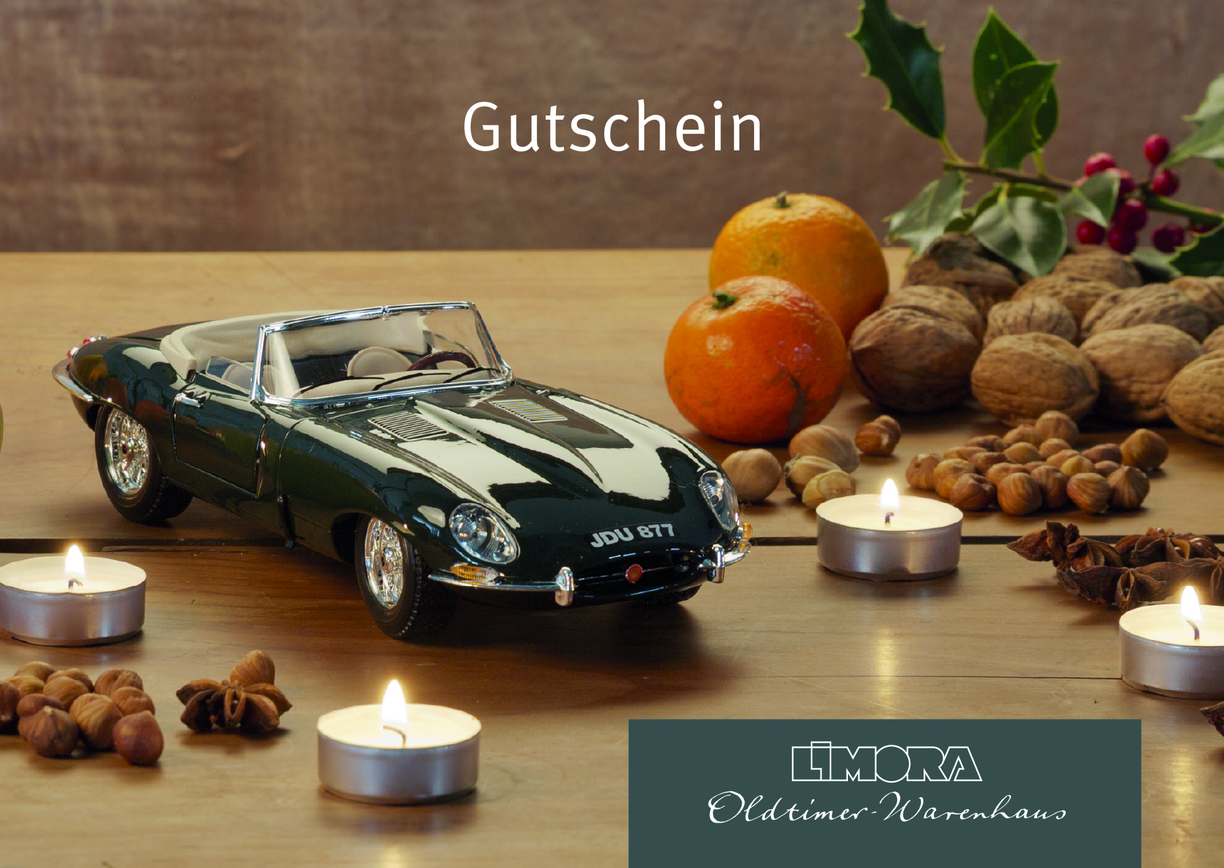 Limora Geschenk-Gutschein Weihnachtsmotiv Jaguar E-Typ