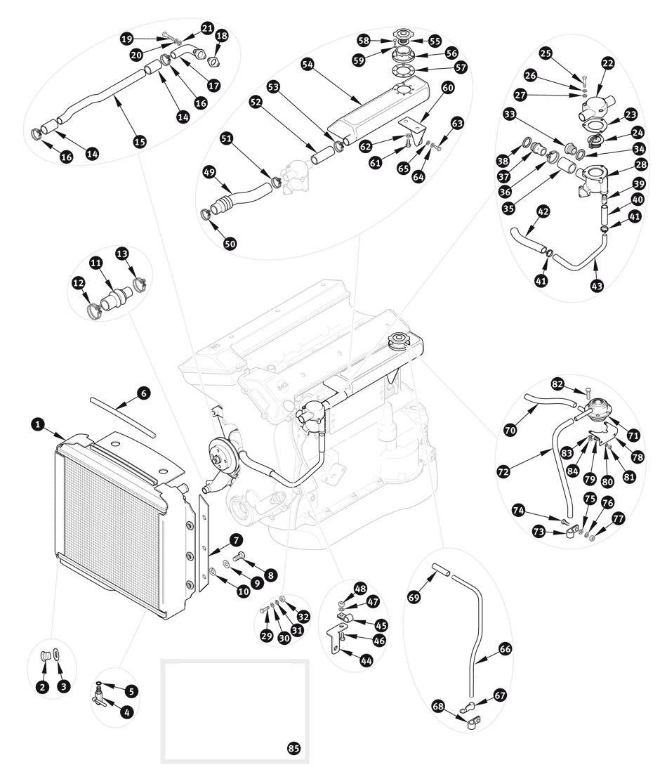 Kühler und Thermostatgehäuse - Twin Cam - Ersatzteile für MGA (1955