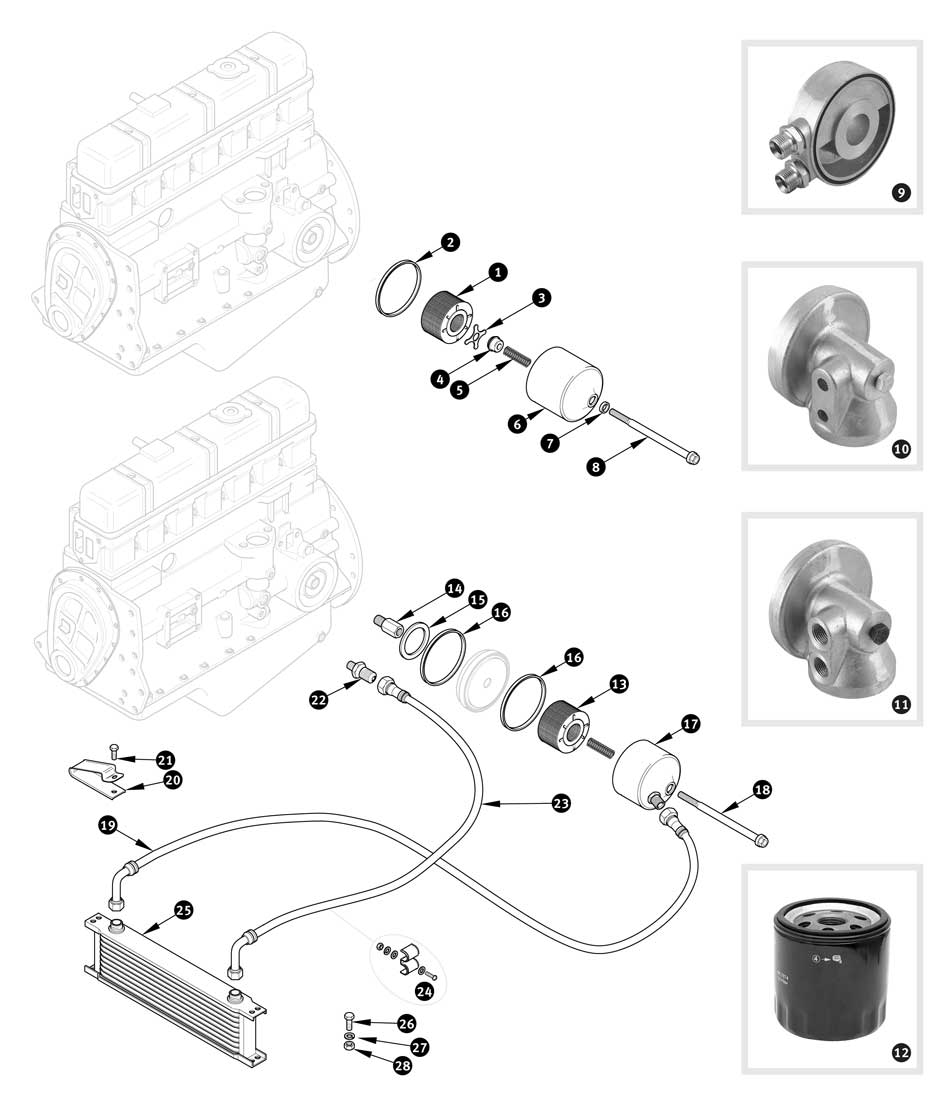 Adaptateur cartouche filtre à huile - Triumph TR5 / TR6